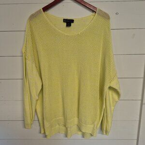 Lane Bryant Yellow Open Knit Lightweight Sweater Womens Size 26/28 100% Cotton